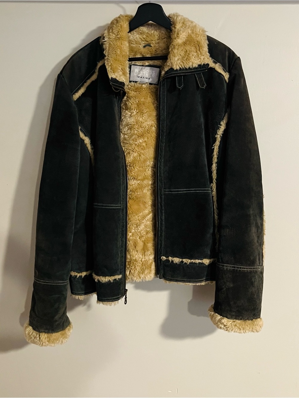 Wilsons Leather Maxima Men’s Classic Suede Fluffy Fleece Lining Jacket Size XL